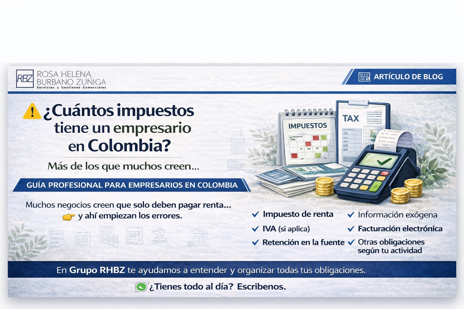 ¿Cuántos impuestos tiene un empresario en Colombia?
